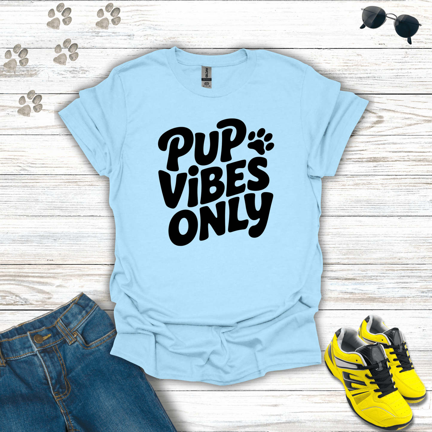 Pup Vibes Only T-Shirt Light Blue / S unisex graphic t-shirt