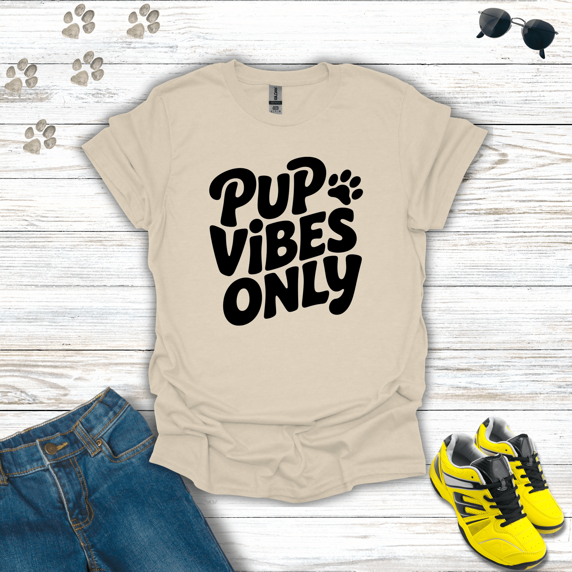 Pup Vibes Only T-Shirt Natural / S unisex graphic t-shirt