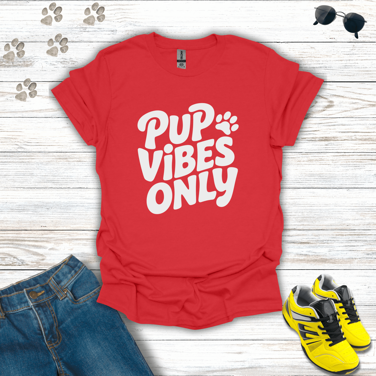 Pup Vibes Only T-Shirt Red / S unisex graphic t-shirt