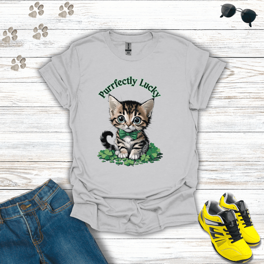 Purrfectly Lucky Cat T-Shirt Ice Grey / S unisex graphic t-shirt