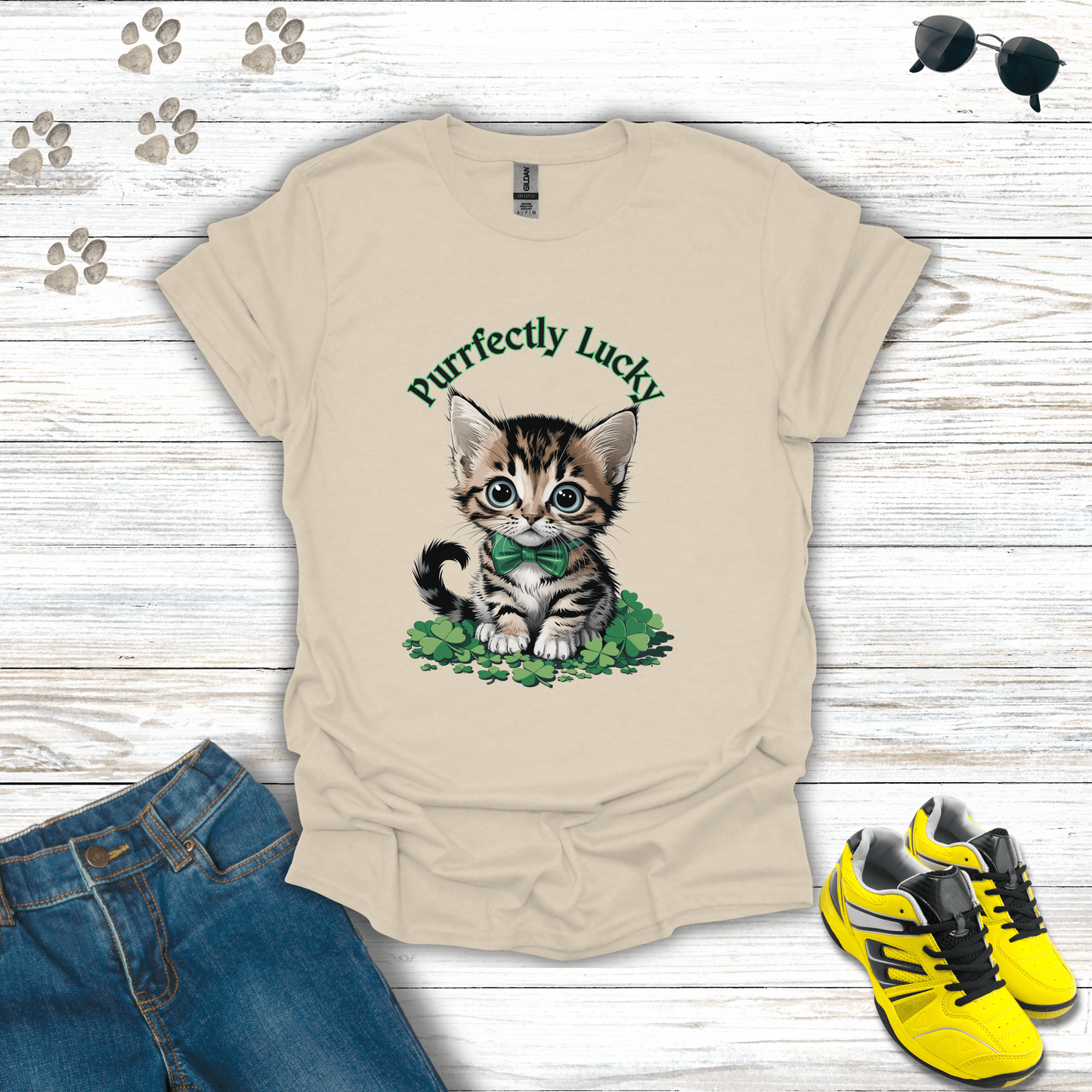 Purrfectly Lucky Cat T-Shirt Natural / S unisex graphic t-shirt