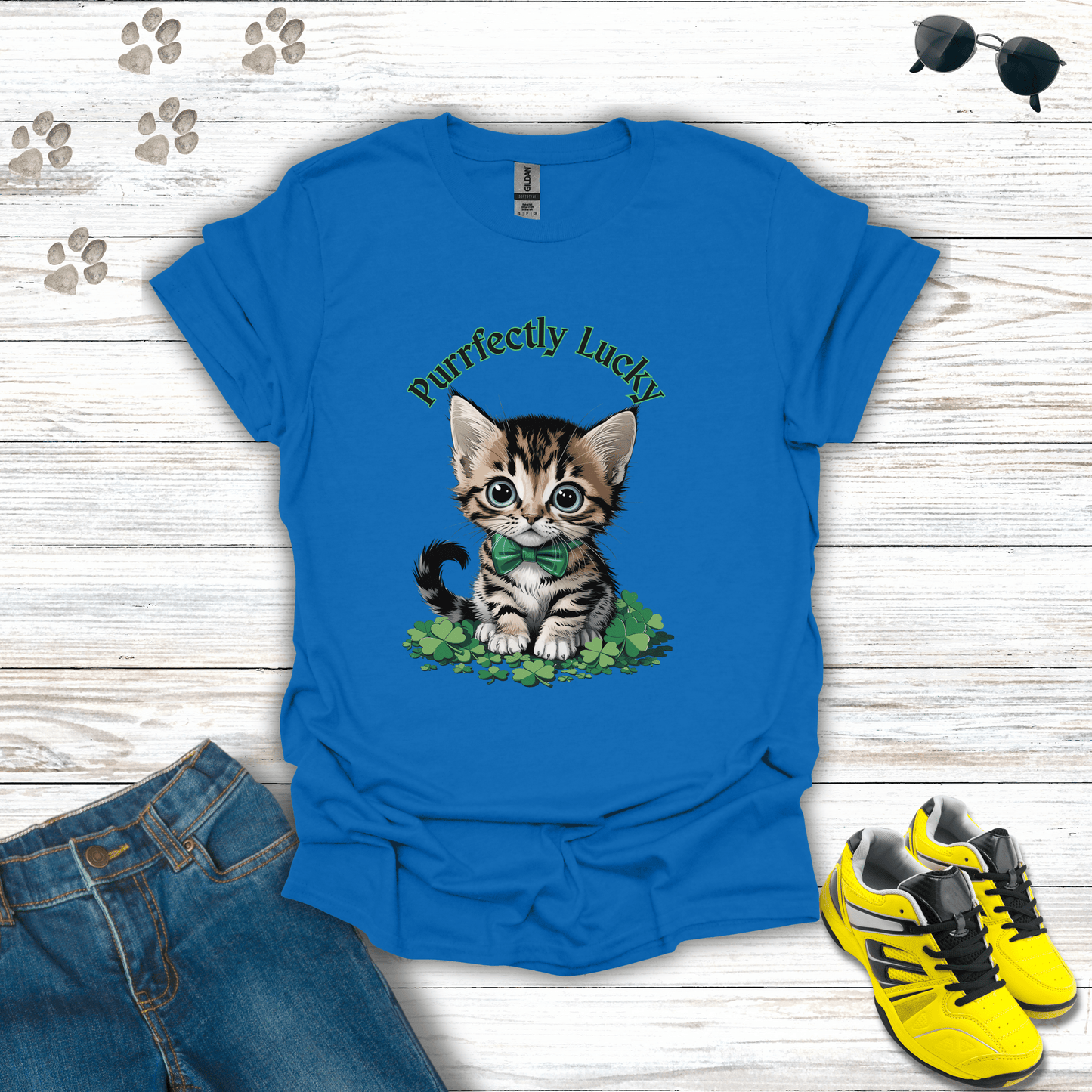 Purrfectly Lucky Cat T-Shirt Royal / S unisex graphic t-shirt
