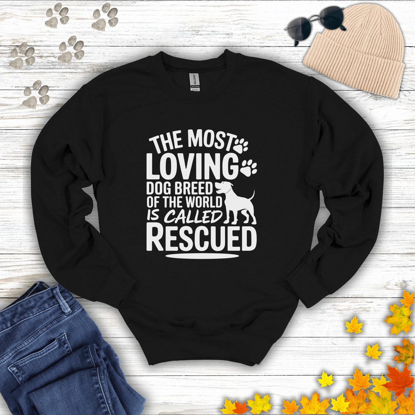 Rescued Dog Lover Sweatshirt S / Black unisex graphic t-shirt