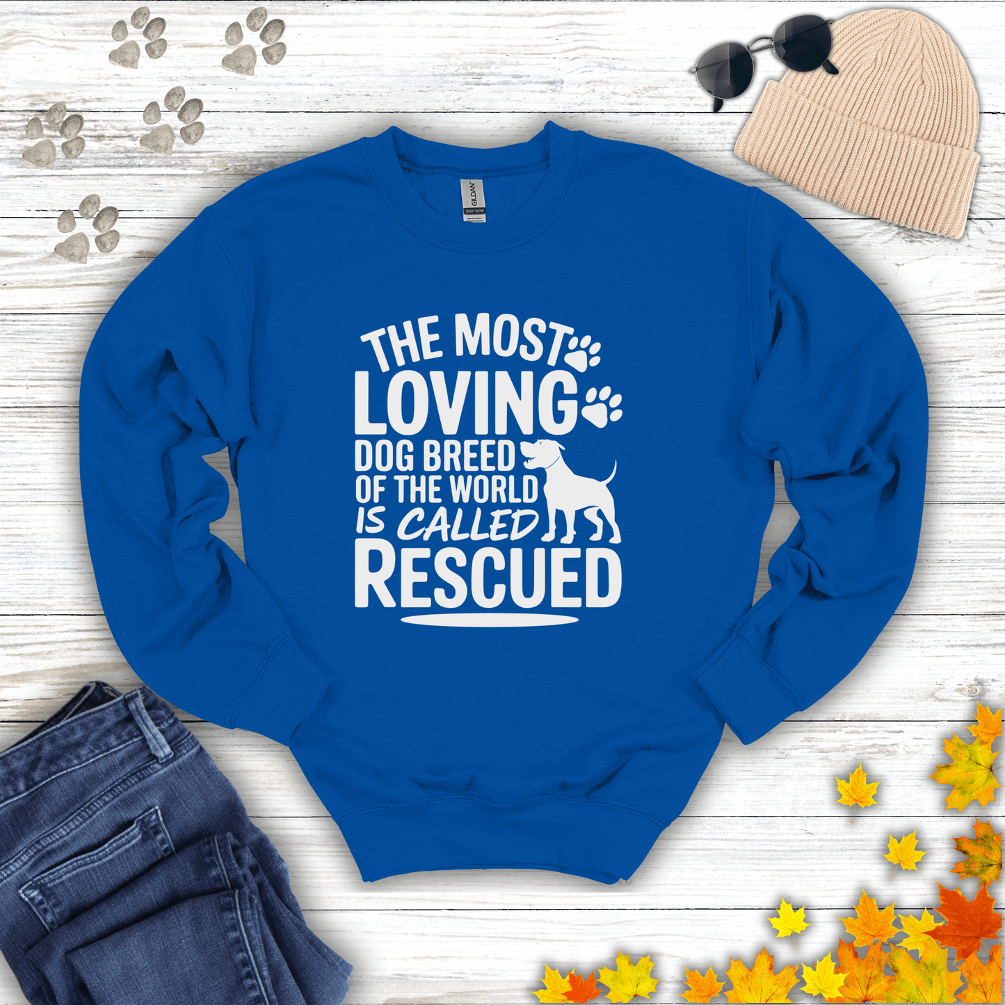 Rescued Dog Lover Sweatshirt S / Royal unisex graphic t-shirt
