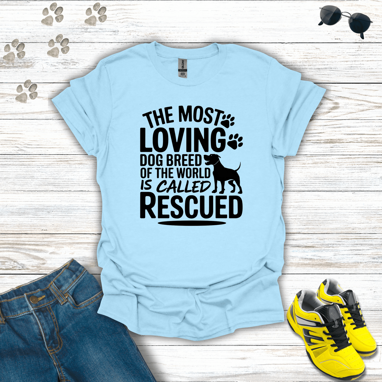 Rescued Dog Lover T-Shirt Light Blue / S unisex graphic t-shirt