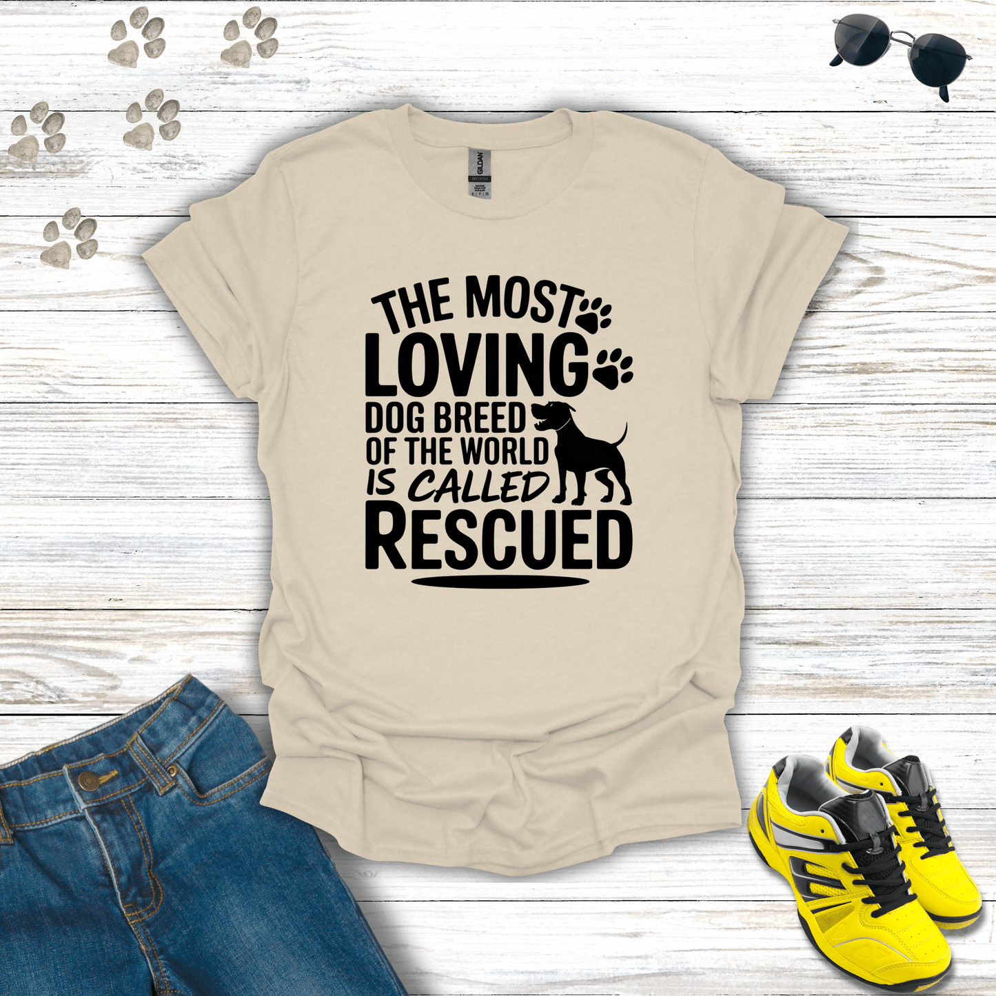 Rescued Dog Lover T-Shirt Natural / S unisex graphic t-shirt