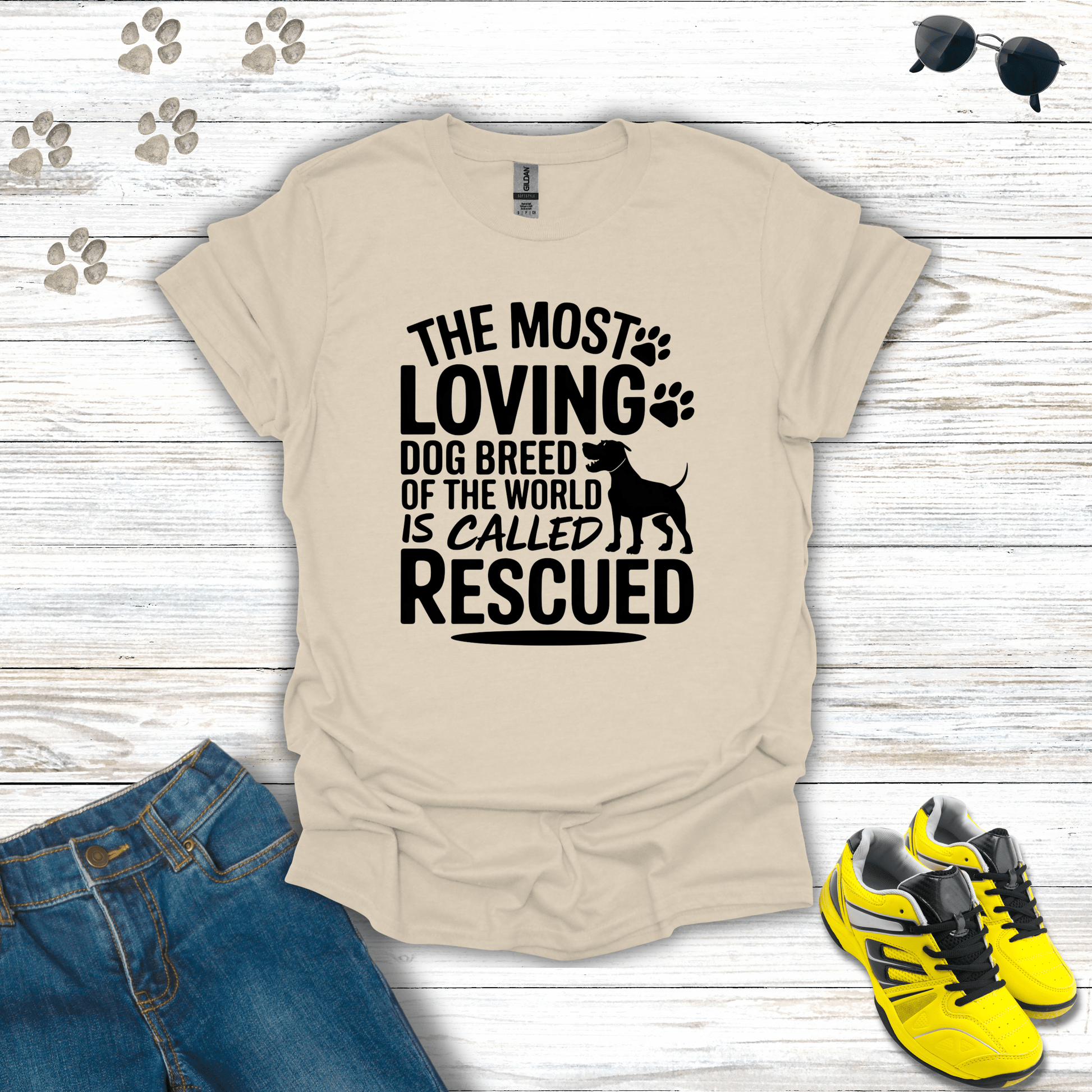 Rescued Dog Lover T-Shirt Natural / S unisex graphic t-shirt
