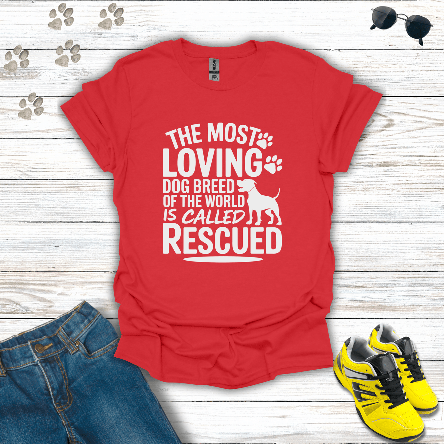 Rescued Dog Lover T-Shirt Red / S unisex graphic t-shirt