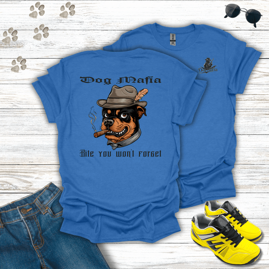 Rottweiler Dog Mafia T-shirt in Heather Royal — funny Rottweiler mafia tee