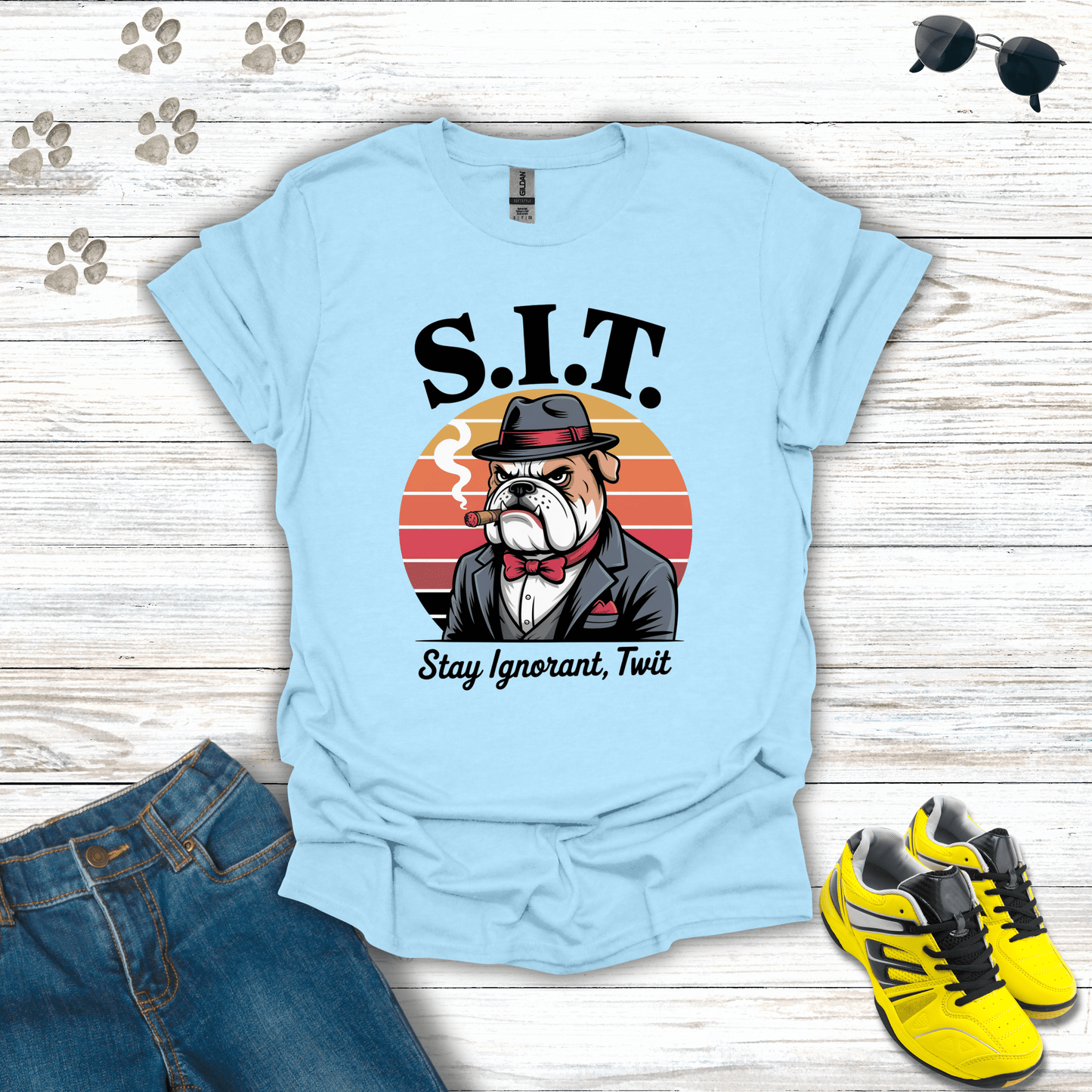 S.I.T. Mafia Bulldog T-Shirt Light Blue / S unisex graphic t-shirt
