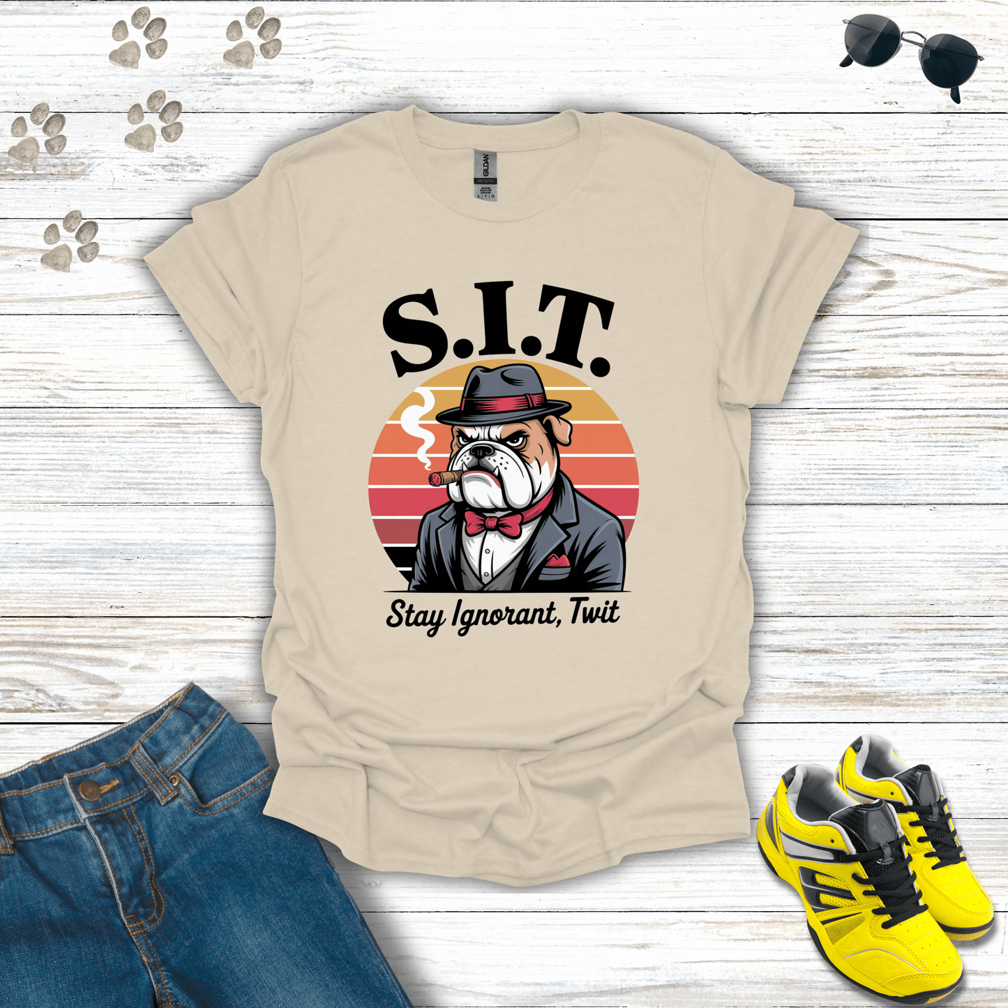 S.I.T. Mafia Bulldog T-Shirt Natural / S unisex graphic t-shirt