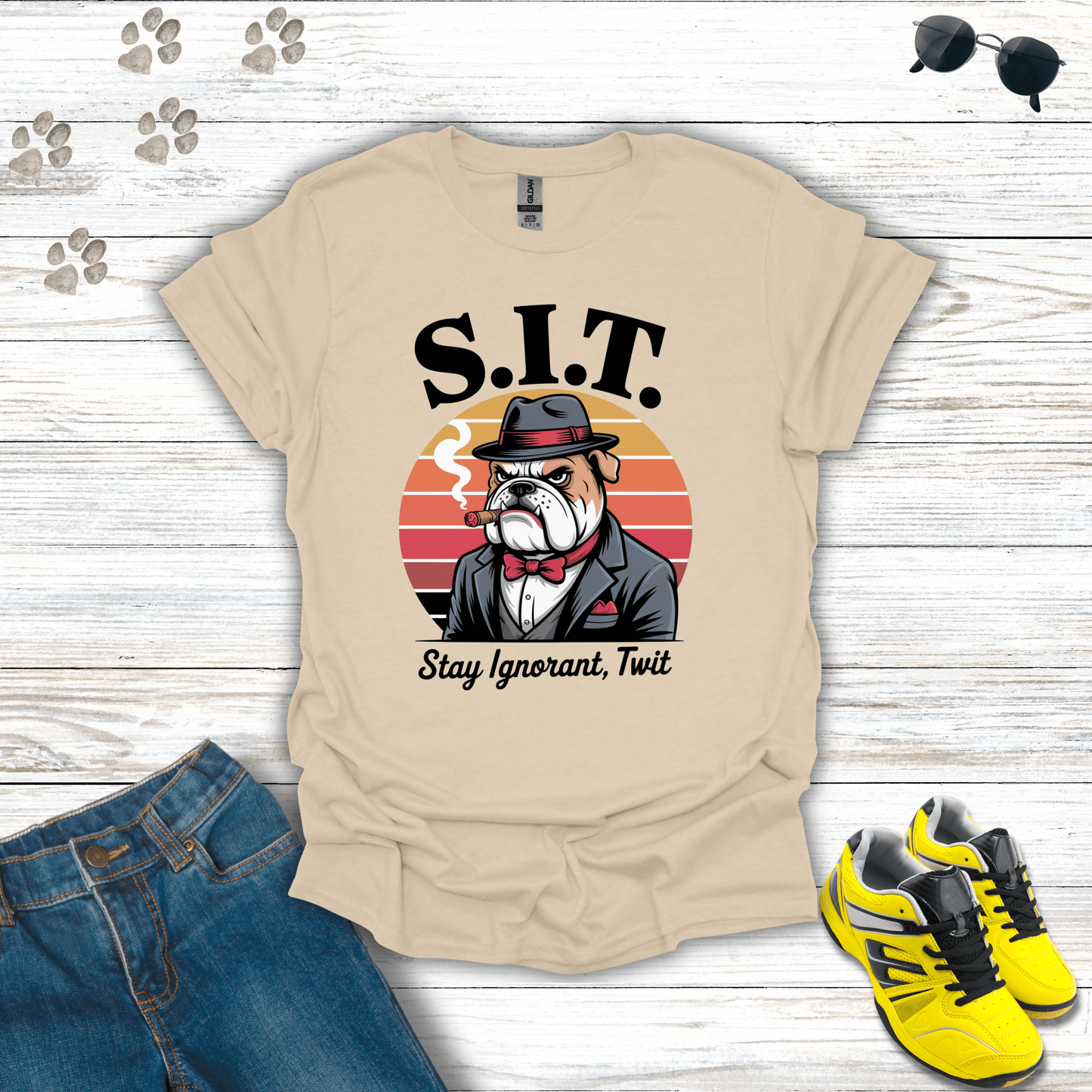 S.I.T. Mafia Bulldog T-Shirt Sand / S unisex graphic t-shirt