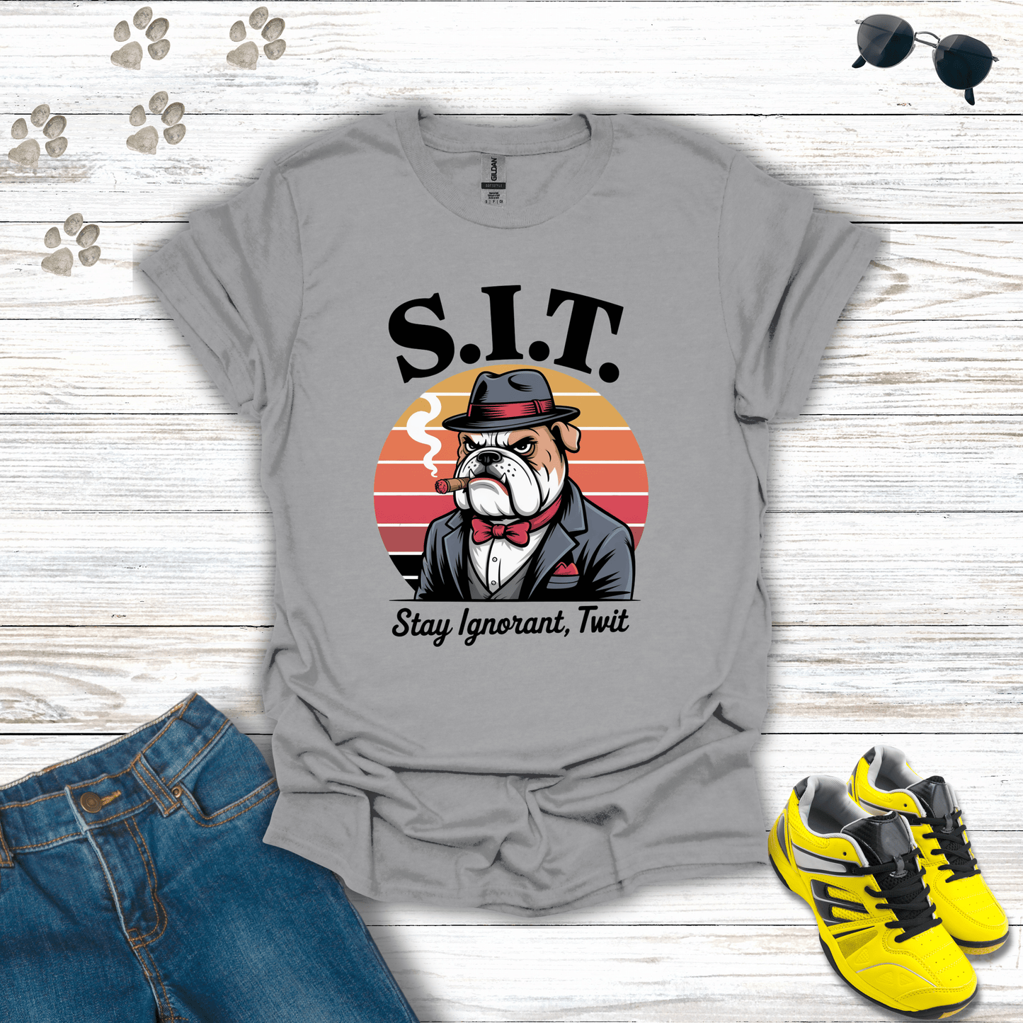 S.I.T. Mafia Bulldog T-Shirt Sport Grey / S unisex graphic t-shirt