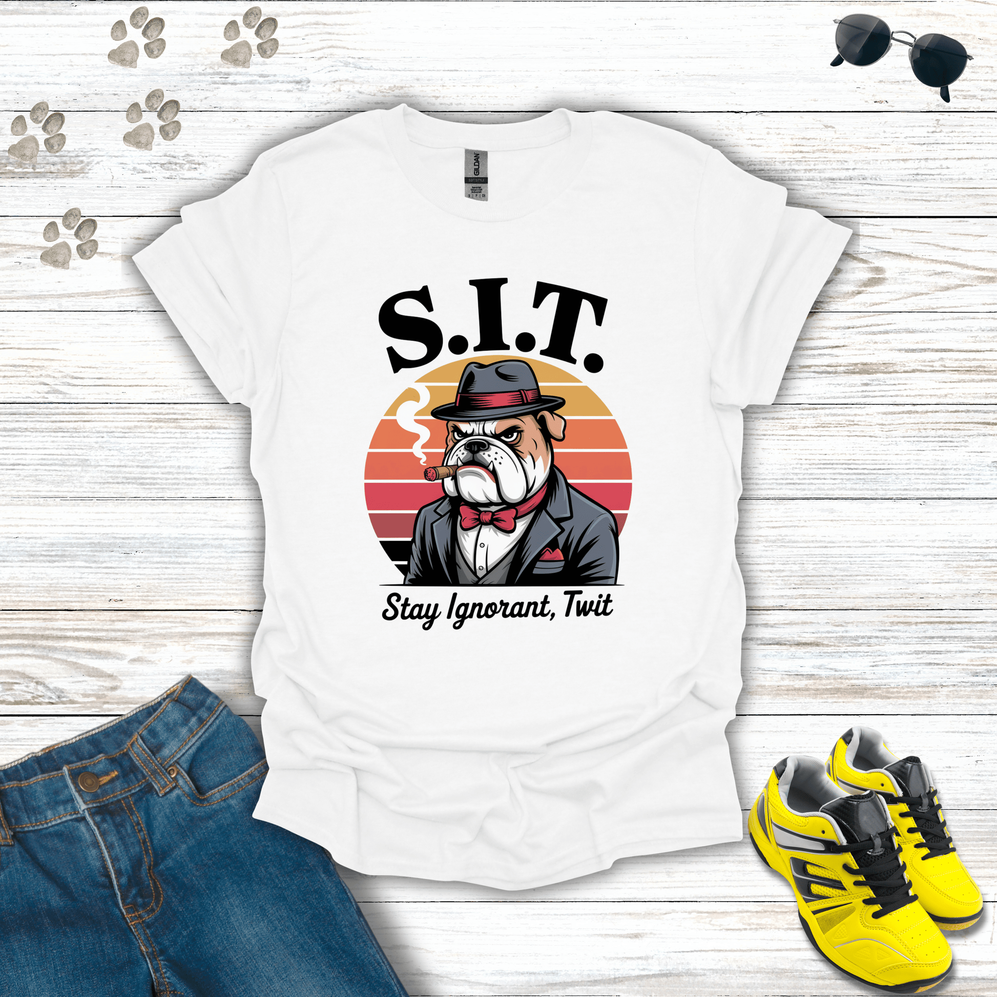 S.I.T. Mafia Bulldog T-Shirt White / S unisex graphic t-shirt