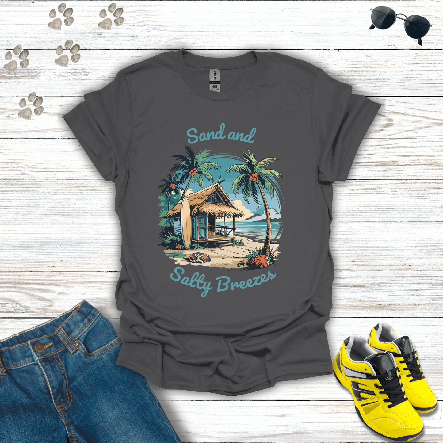 Sand and Salty Breezes T-Shirt Charcoal / S unisex graphic t-shirt