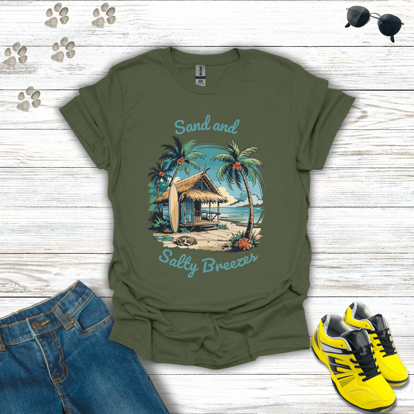 Sand and Salty Breezes T-Shirt Military Green / S unisex graphic t-shirt