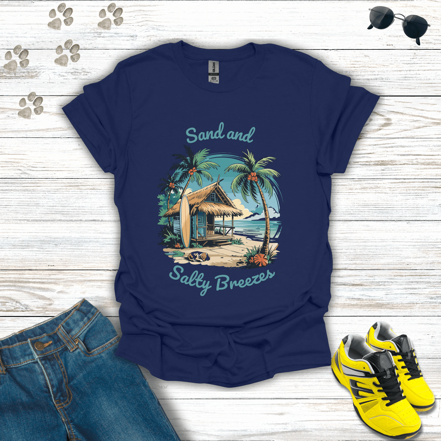 Sand and Salty Breezes T-Shirt Navy / S unisex graphic t-shirt