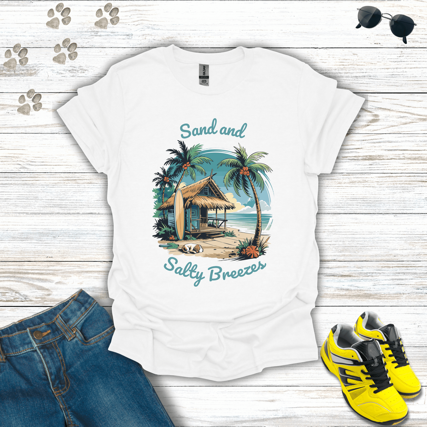 Sand and Salty Breezes T-Shirt White / S unisex graphic t-shirt