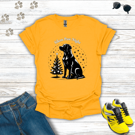 Silent Paw Night Labrador T-Shirt Gold / S unisex graphic t-shirt
