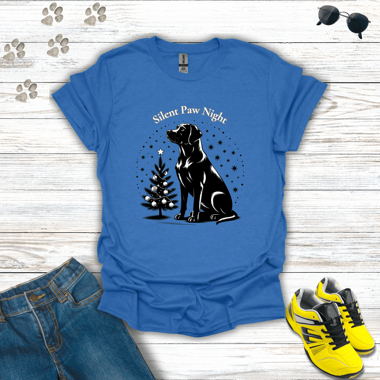 Silent Paw Night Labrador T-Shirt Heather Royal / S unisex graphic t-shirt