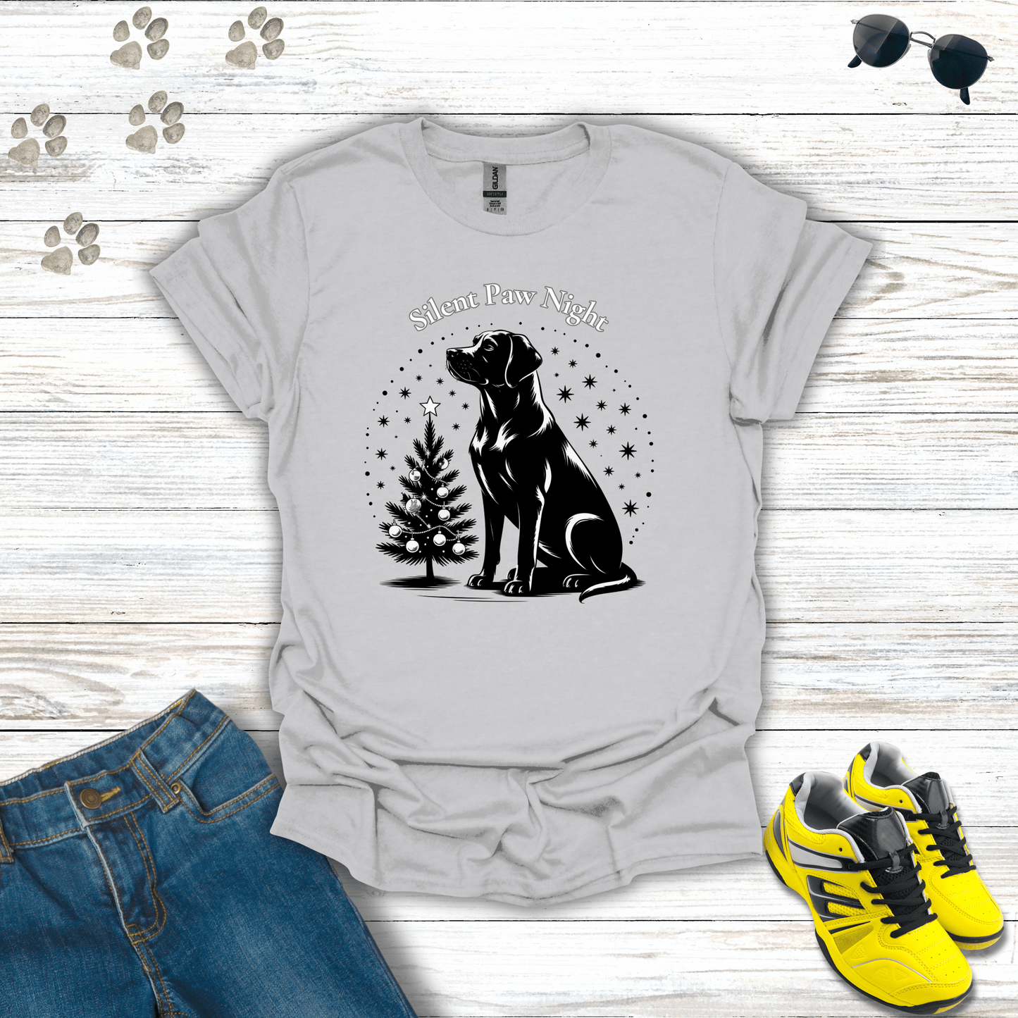 Silent Paw Night Labrador T-Shirt Ice Grey / S unisex graphic t-shirt