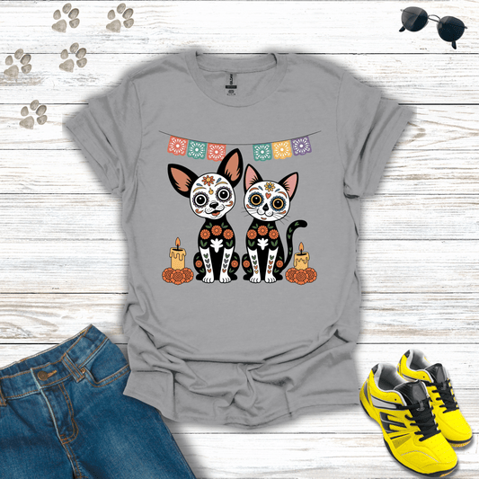 Sugar Skull Chihuahua & Cat Ofrenda T-Shirt Sport Grey / S unisex graphic t-shirt