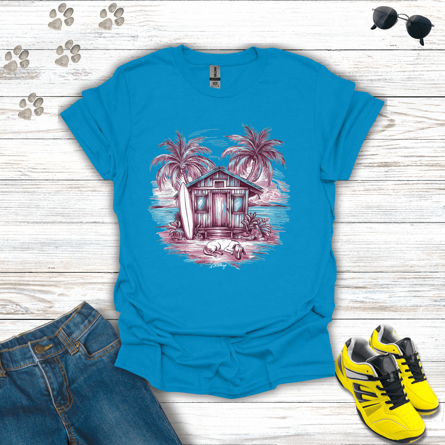 Sunset Surf Haven T-Shirt Sapphire / S unisex graphic t-shirt