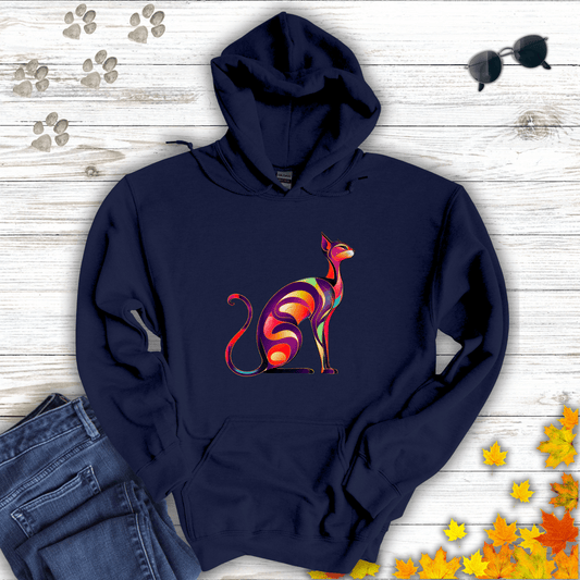 Sunset Whiskers: The Radiant Cat Hoodie Navy / S unisex graphic t-shirt