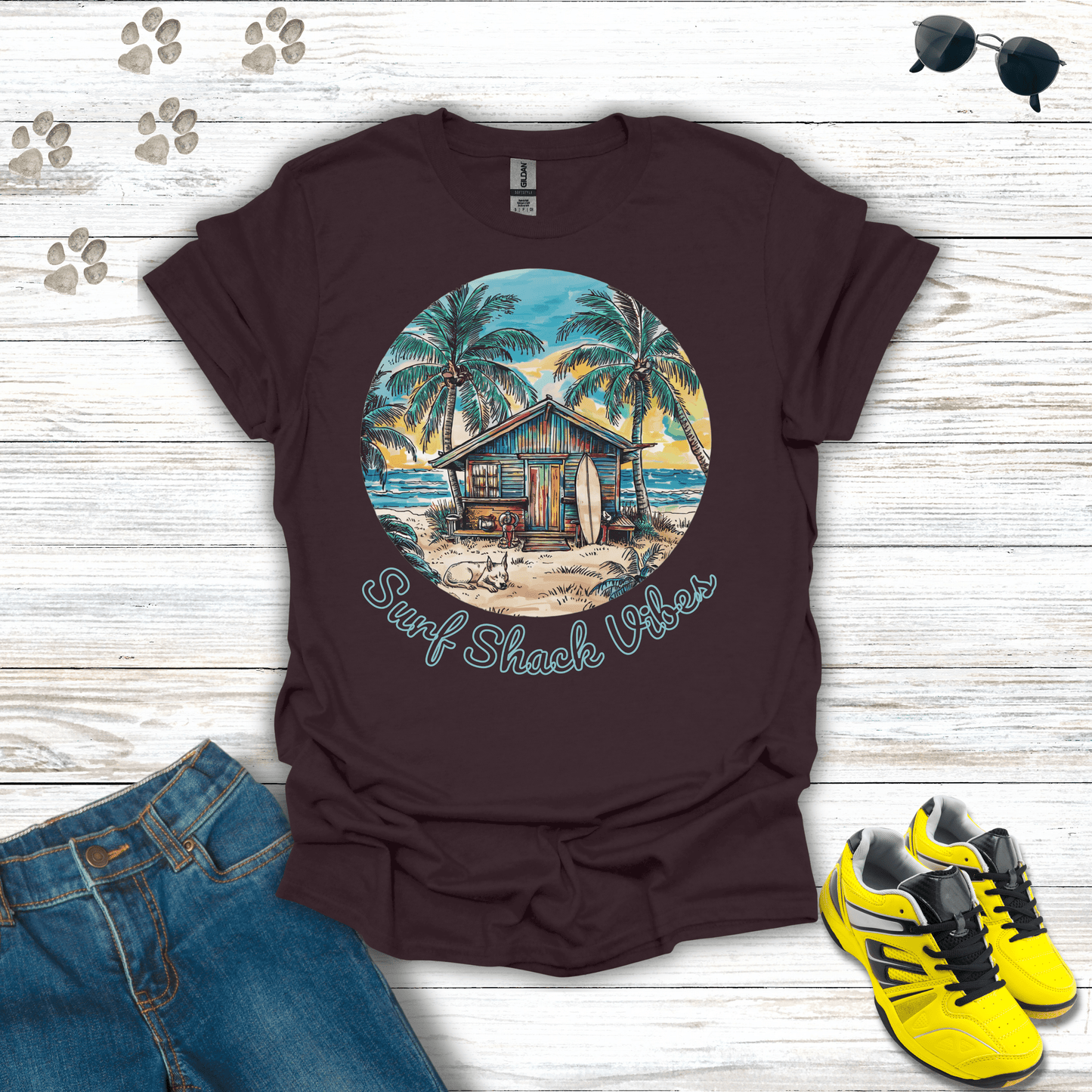 Surf Shack Vibes T-Shirt Dark Chocolate / S unisex graphic t-shirt