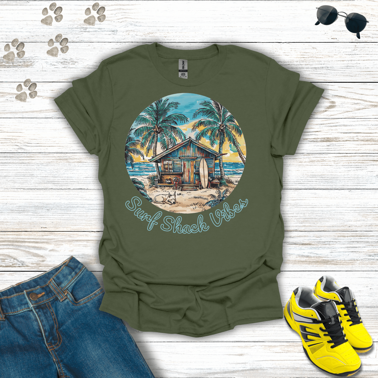 Surf Shack Vibes T-Shirt Military Green / S unisex graphic t-shirt