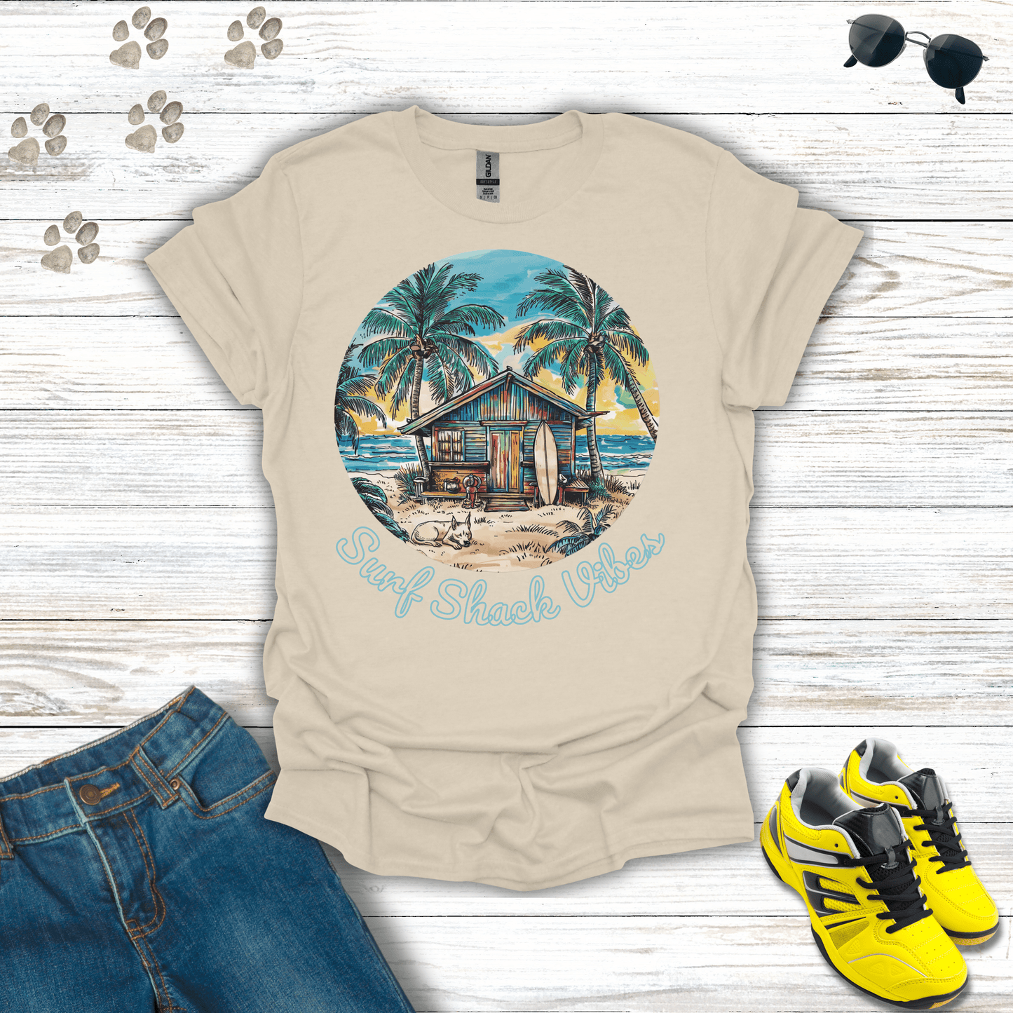 Surf Shack Vibes T-Shirt Natural / S unisex graphic t-shirt