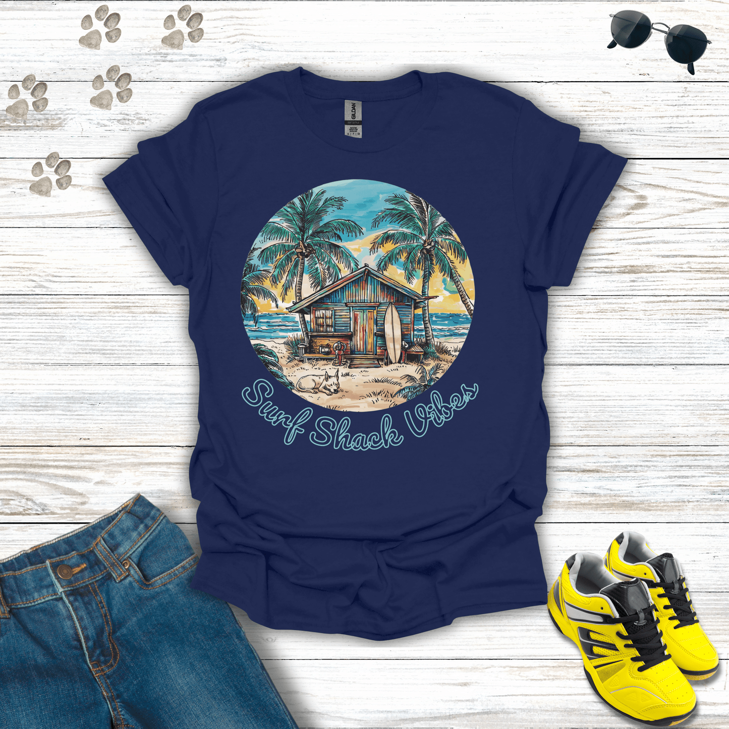 Surf Shack Vibes T-Shirt Navy / S unisex graphic t-shirt