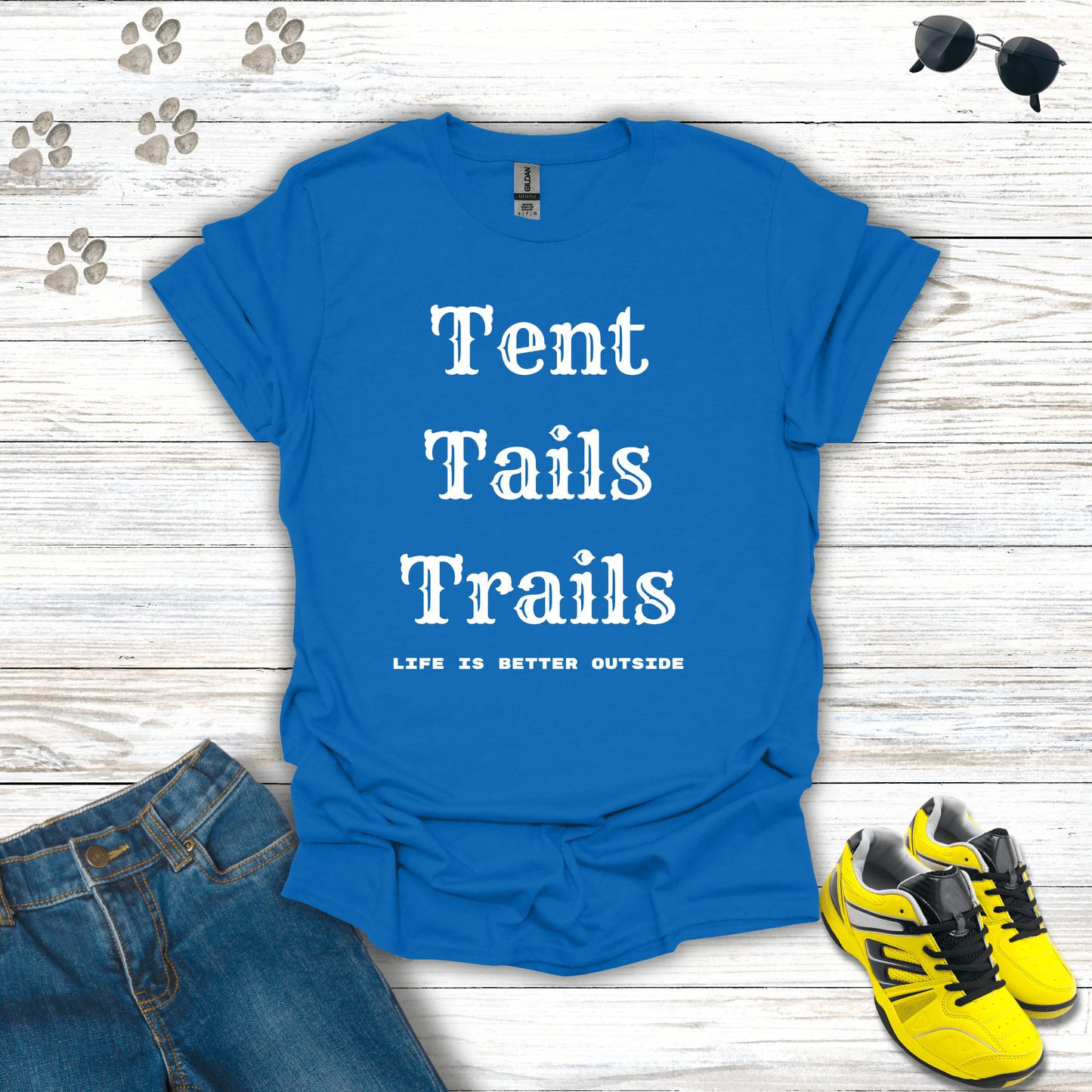 Tents, Tails, Trails T-Shirt Royal / S unisex graphic t-shirt