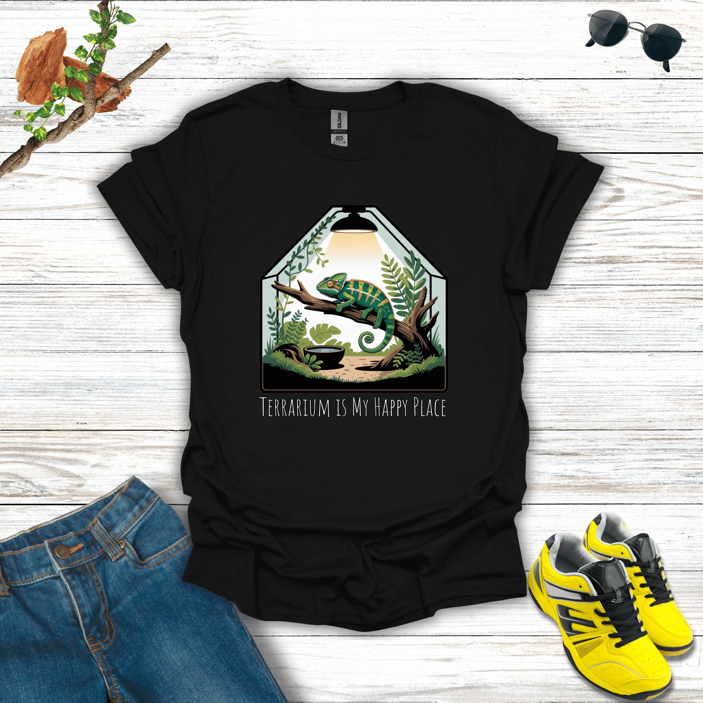 Terrarium Is My Happy Place T-Shirt Black / S unisex graphic t-shirt