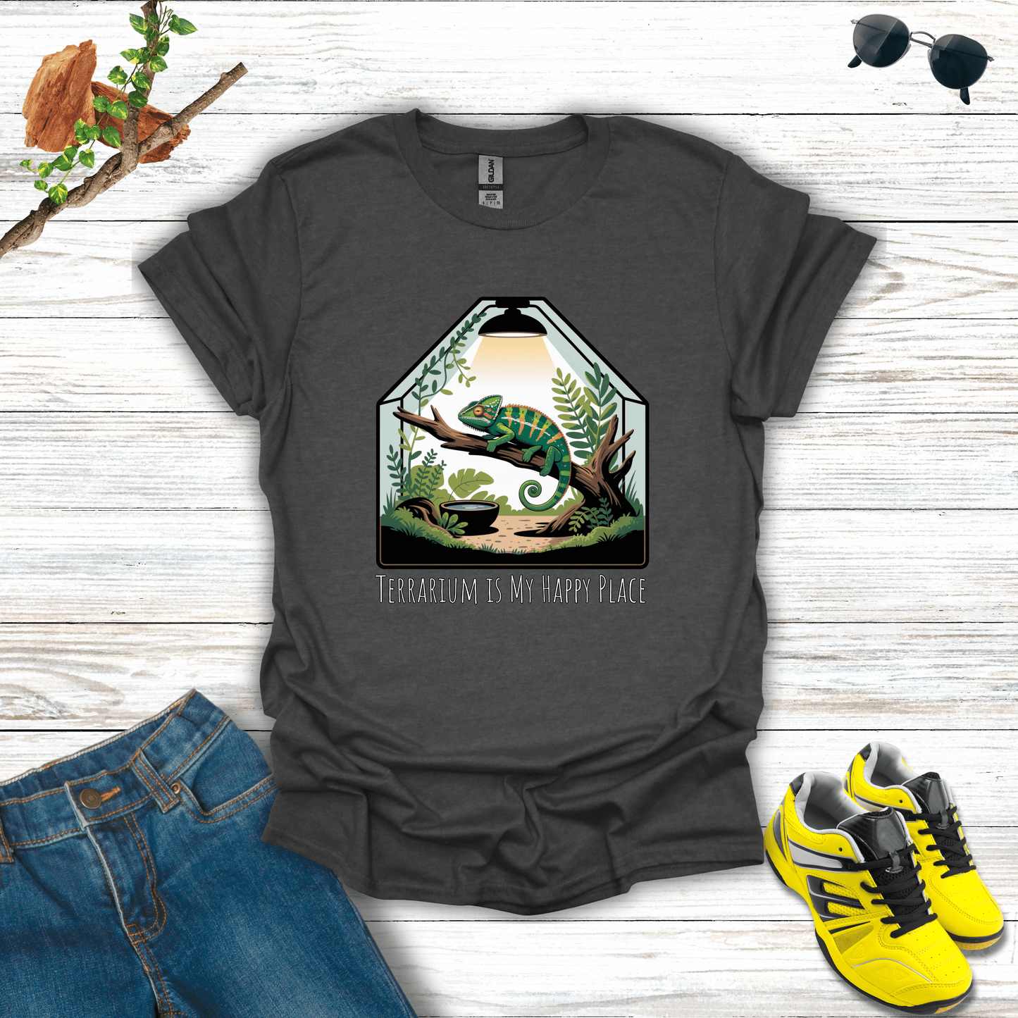 Terrarium Is My Happy Place T-Shirt Dark Heather / S unisex graphic t-shirt