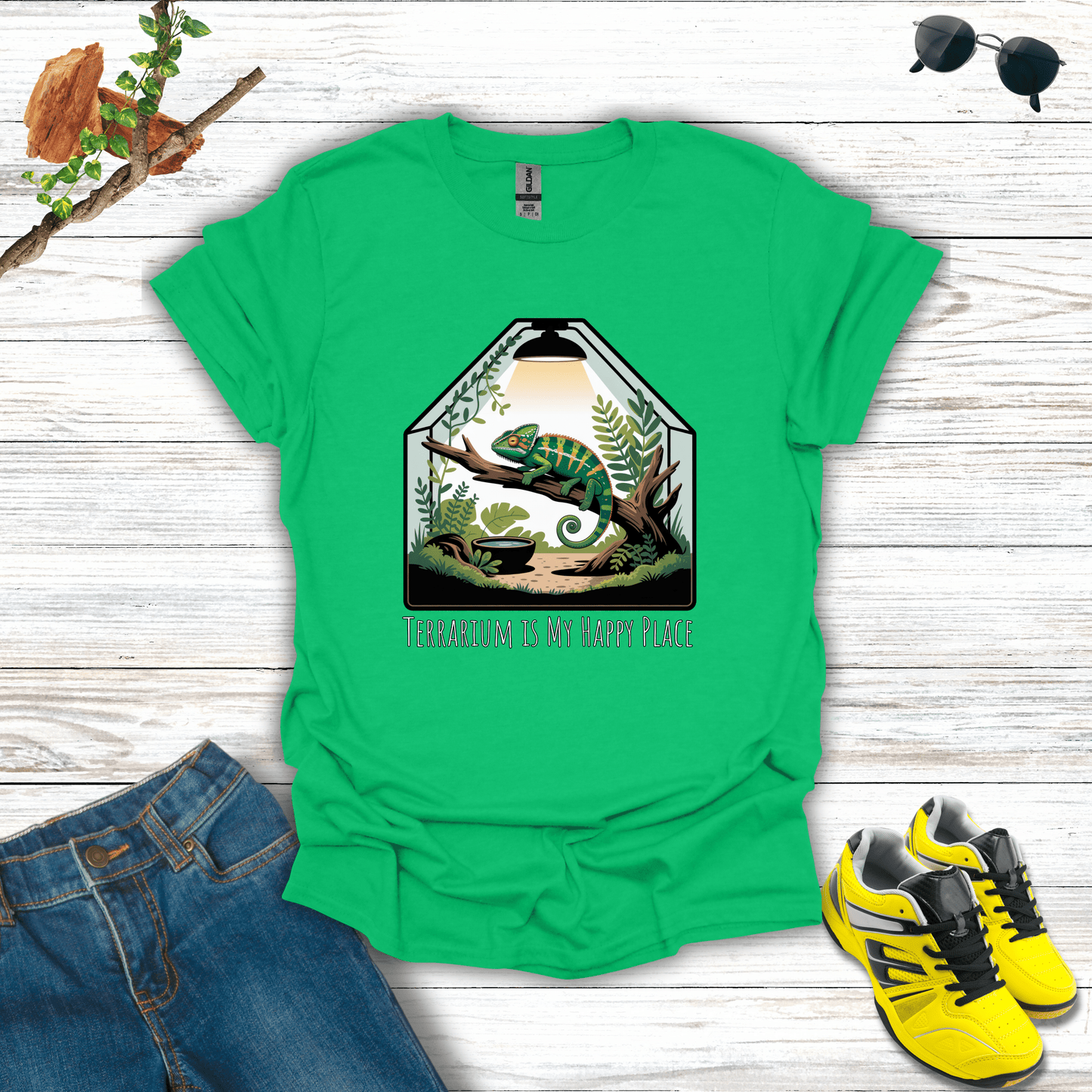 Terrarium Is My Happy Place T-Shirt Irish Green / S unisex graphic t-shirt