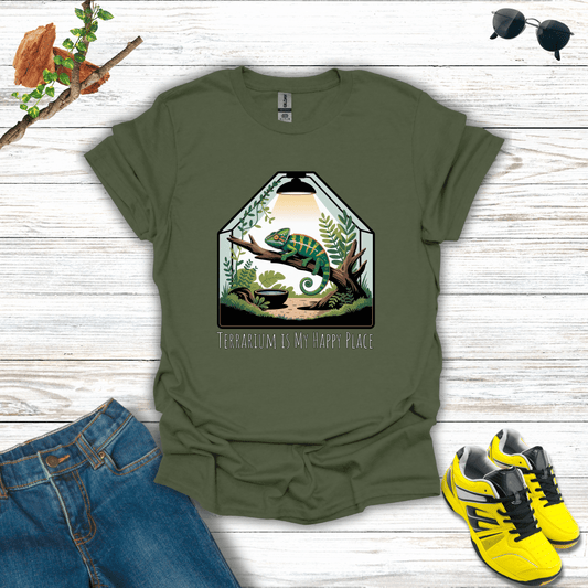 Terrarium Is My Happy Place T-Shirt Military Green / S unisex graphic t-shirt