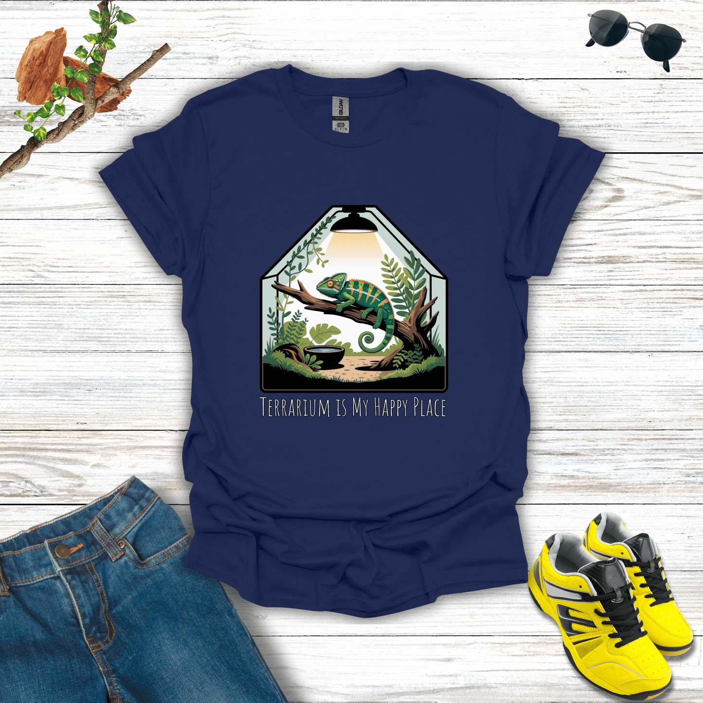 Terrarium Is My Happy Place T-Shirt Navy / S unisex graphic t-shirt