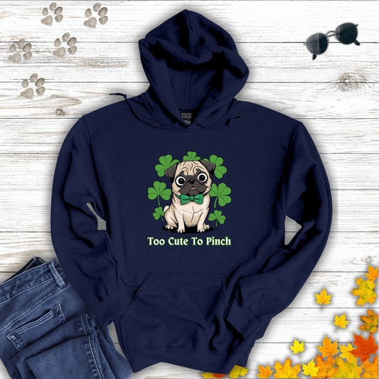 Too Cute To Pinch Pug Hoodie Navy / S unisex graphic t-shirt