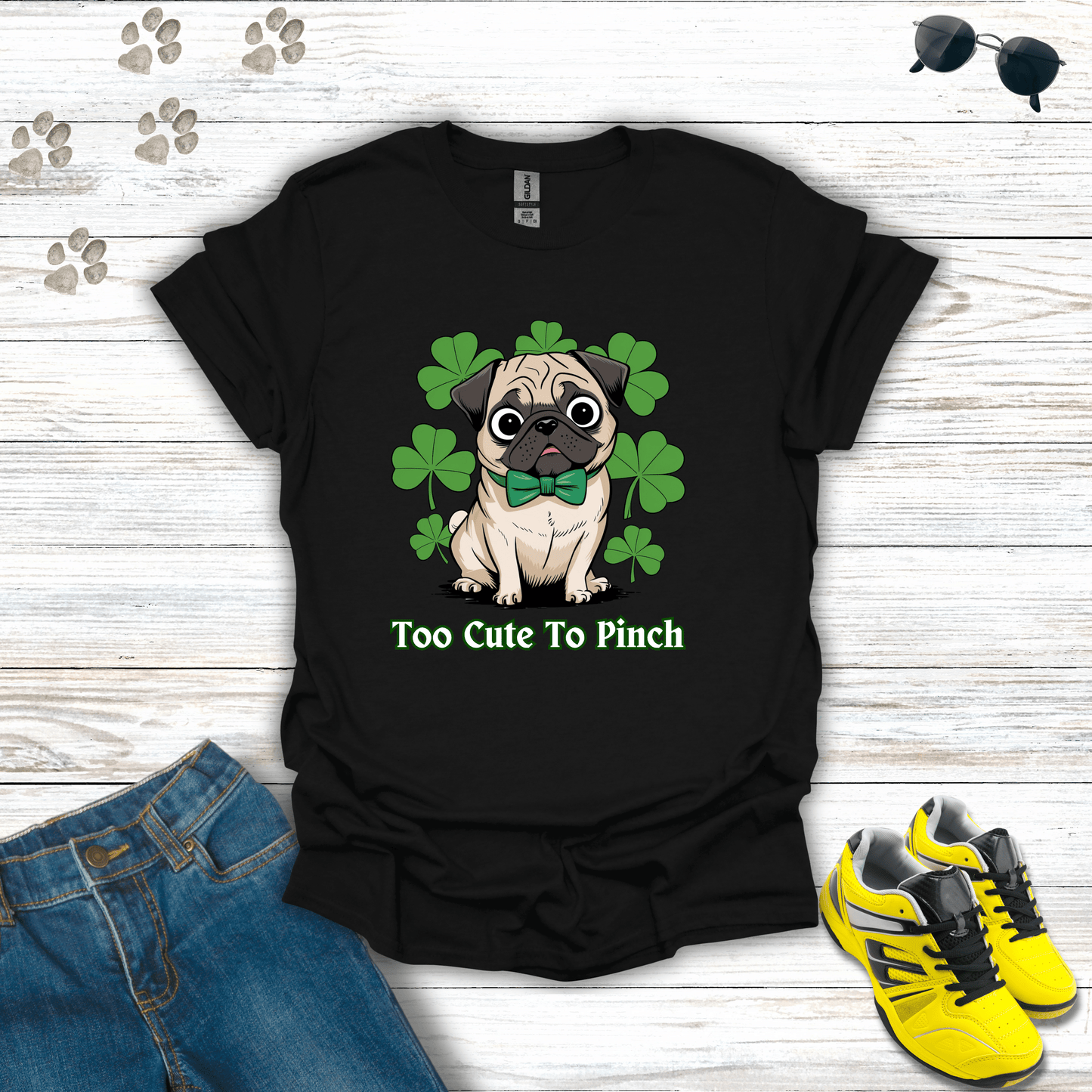 Too Cute To Pinch Pug T-Shirt Black / S unisex graphic t-shirt