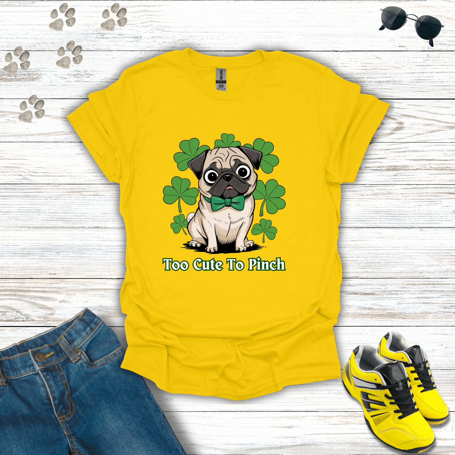 Too Cute To Pinch Pug T-Shirt Daisy / S unisex graphic t-shirt