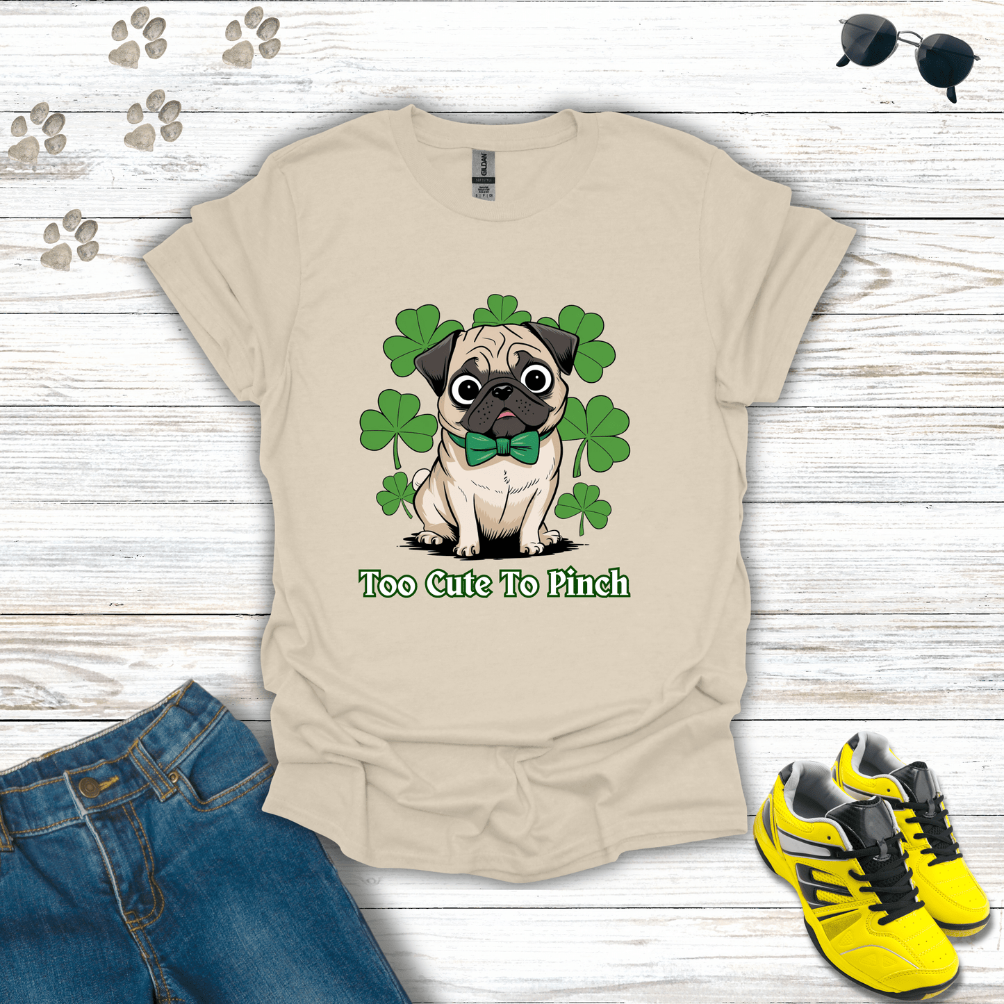 Too Cute To Pinch Pug T-Shirt Natural / S unisex graphic t-shirt