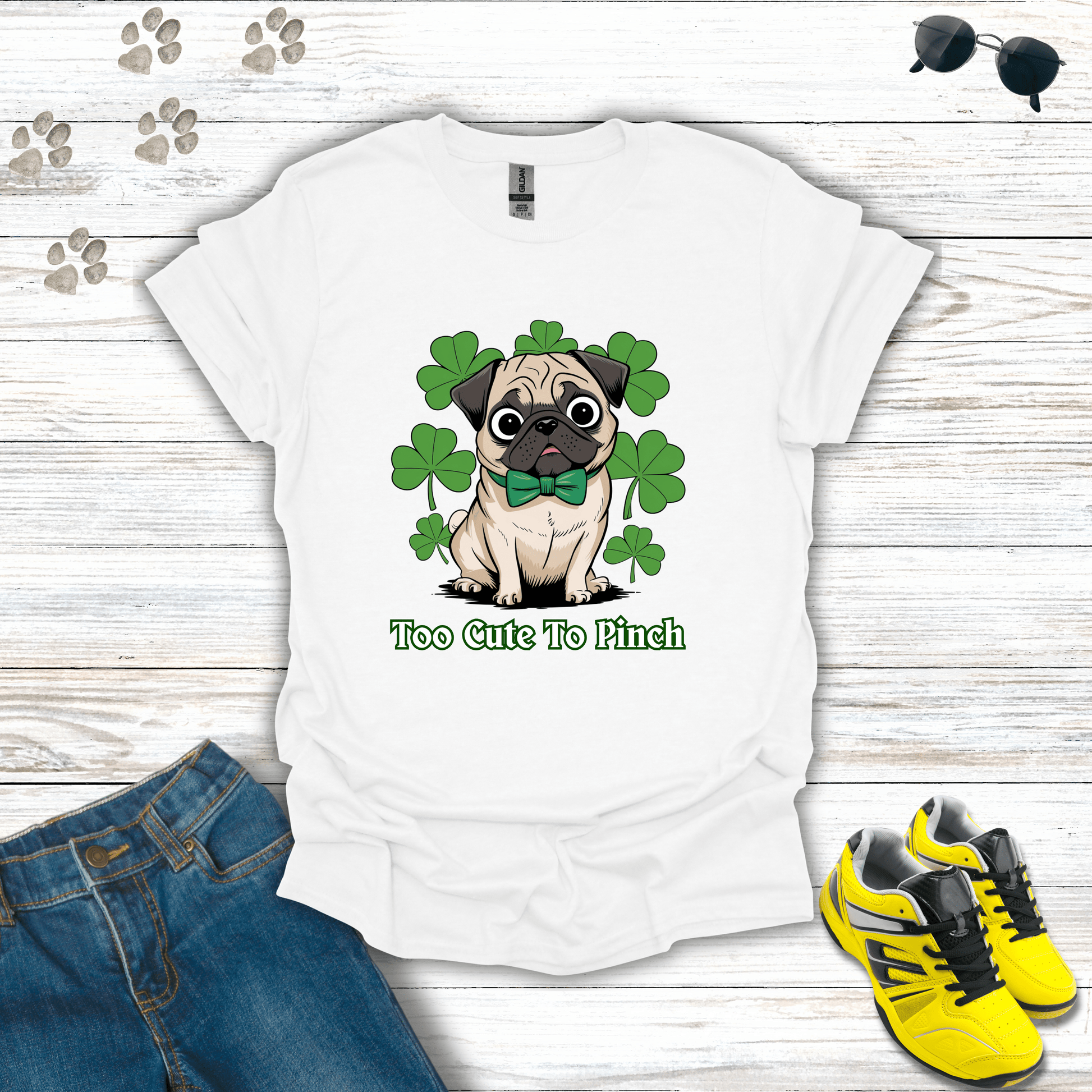 Too Cute To Pinch Pug T-Shirt White / S unisex graphic t-shirt