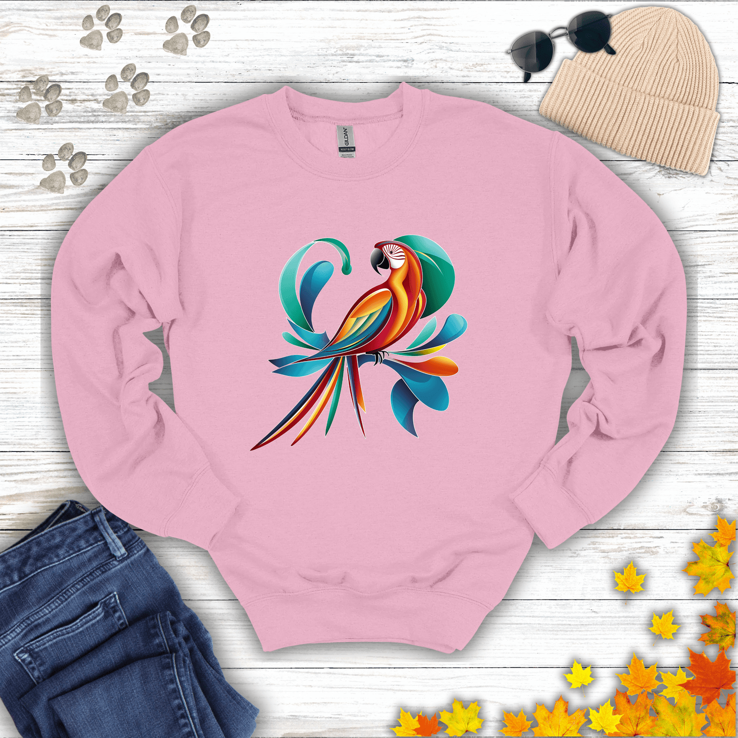 Tropical Bird Graphic Sweatshirt S / Light Pink unisex graphic t-shirt