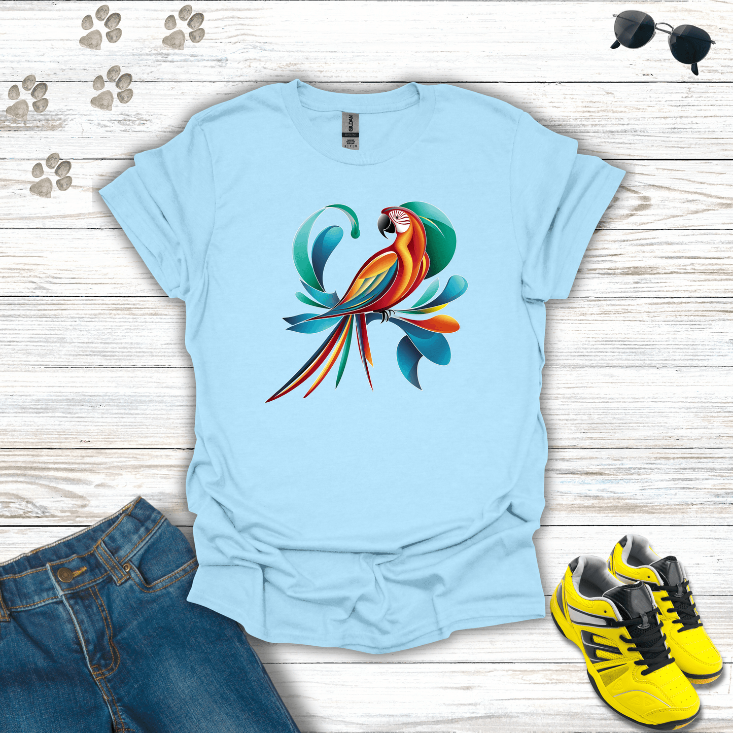 Tropical Bird Graphic T-shirt Light Blue / S unisex graphic t-shirt