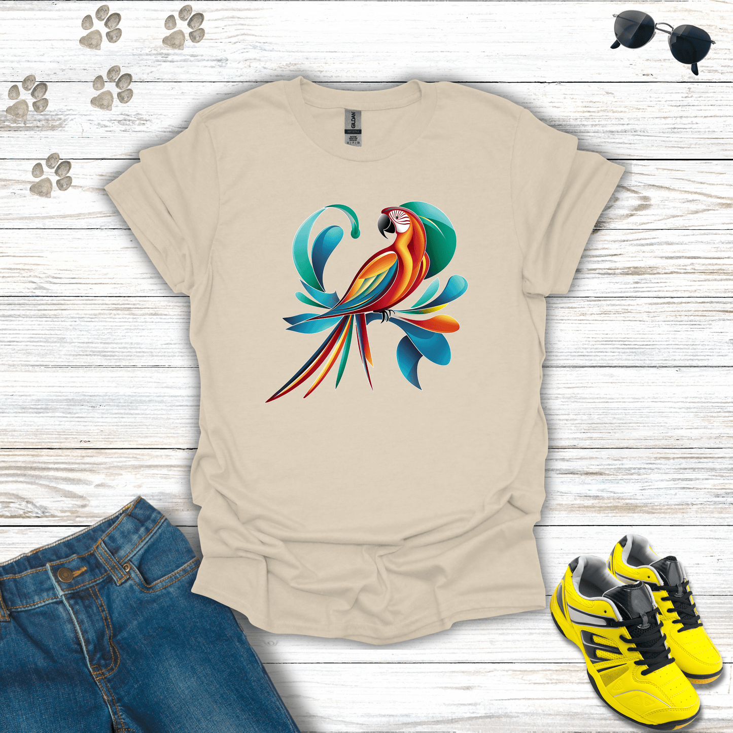 Tropical Bird Graphic T-shirt Natural / S unisex graphic t-shirt