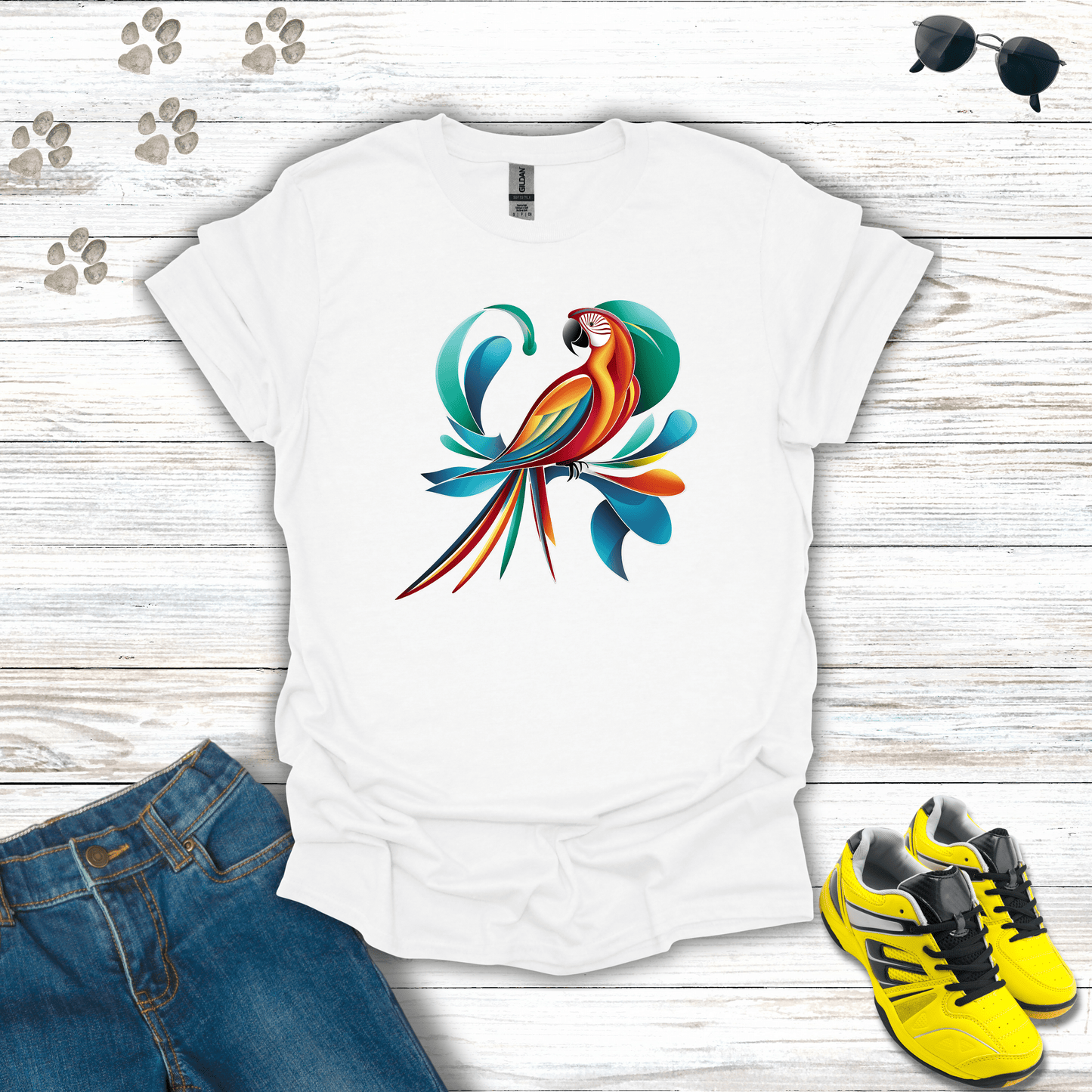 Tropical Bird Graphic T-shirt White / S unisex graphic t-shirt