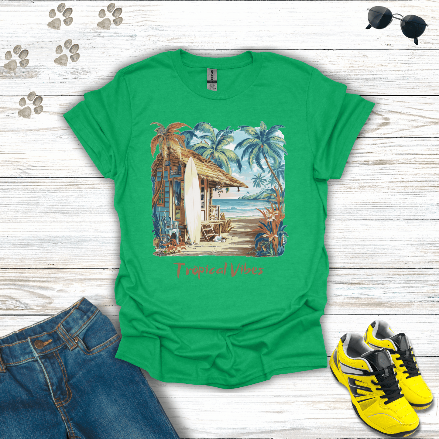 Tropical Vibes T-Shirt Heather Irish Green / S unisex graphic t-shirt