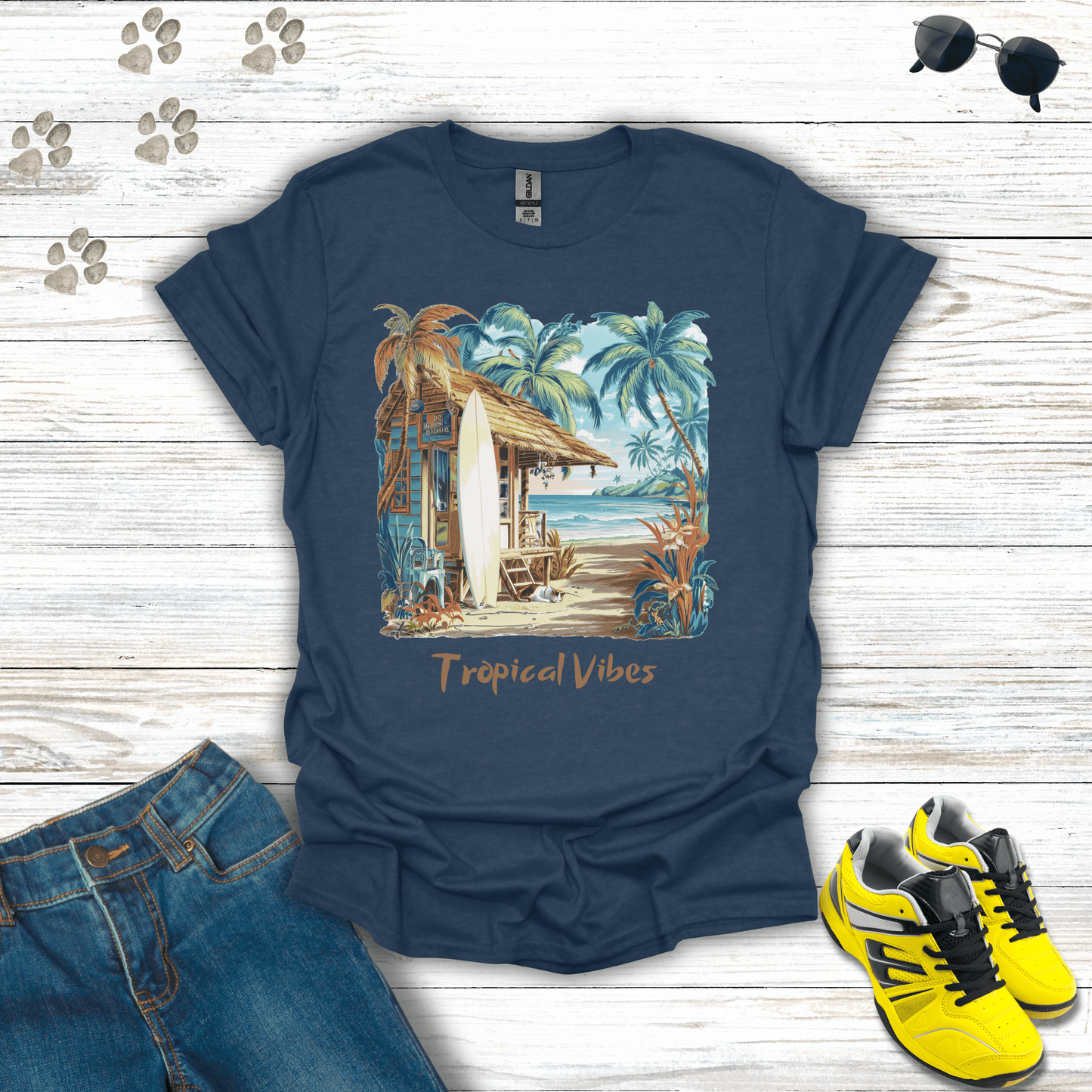 Tropical Vibes T-Shirt Heather Navy / S unisex graphic t-shirt