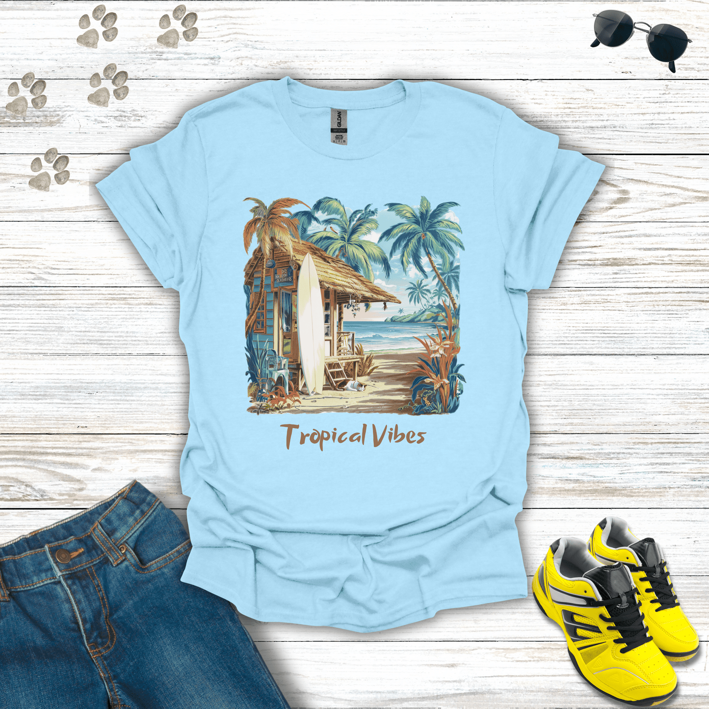 Tropical Vibes T-Shirt Light Blue / S unisex graphic t-shirt